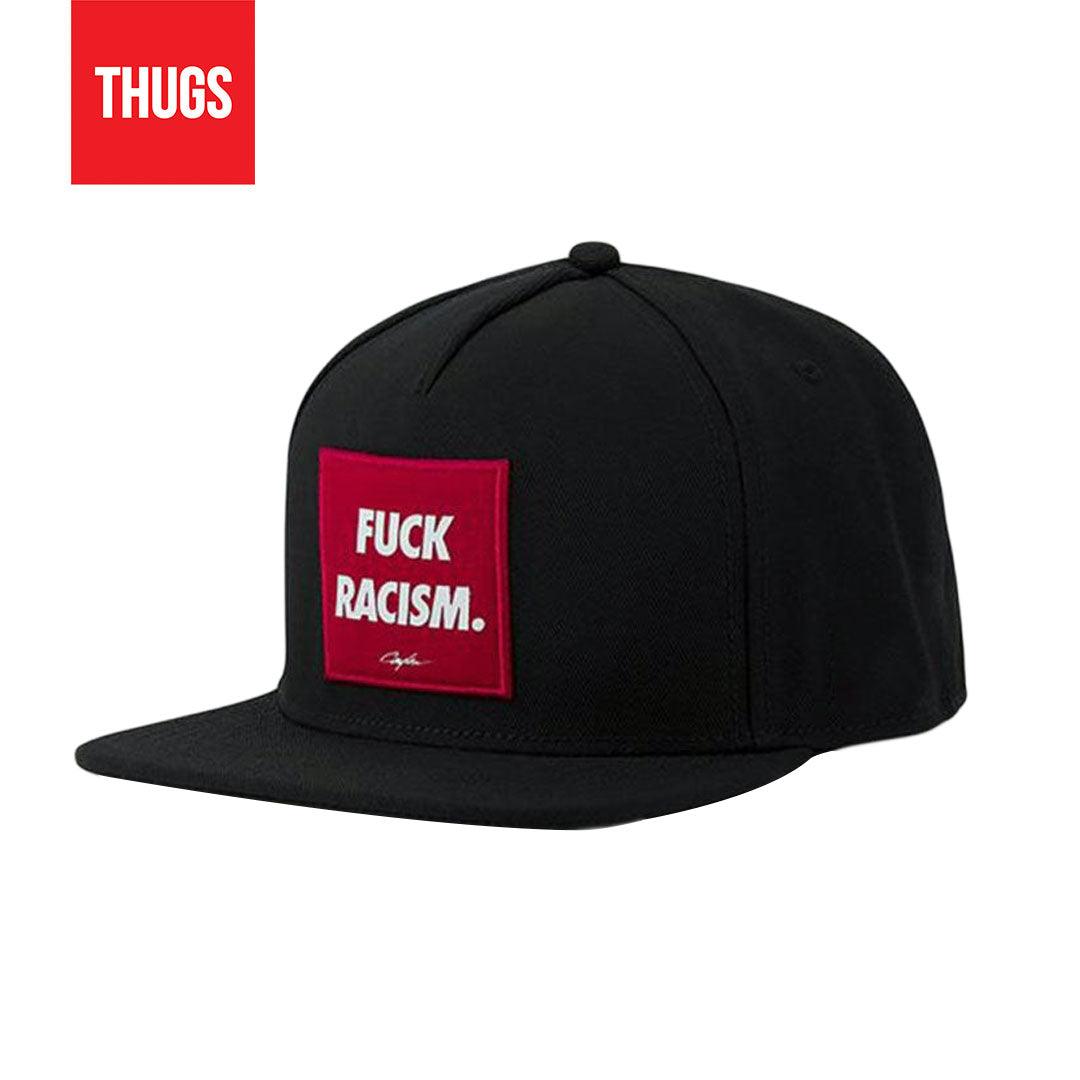 Boné Snapback "Fuck Racism" Preto e vermelho