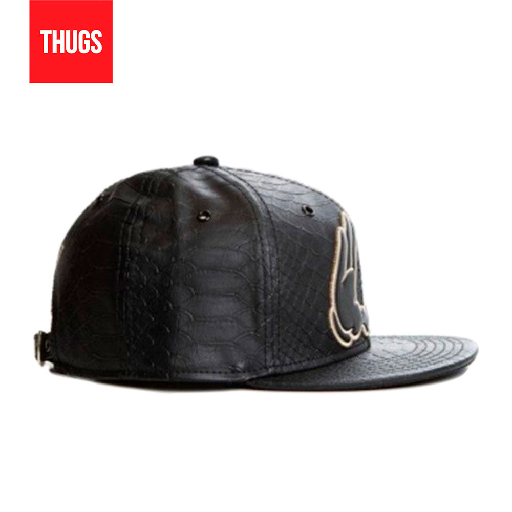 Boné Snapback "Brooklyn Pussy" Preto de Couro