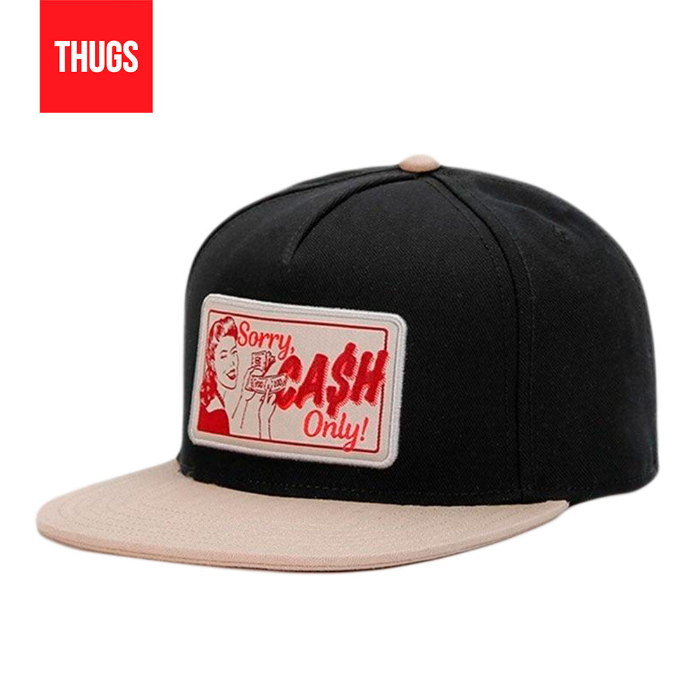 Boné Snapback "Only Cash" Preto e Bege