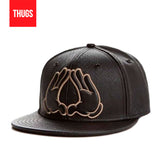 Boné Snapback "Brooklyn Pussy" Preto de Couro