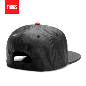 Boné Snapback "SMOKING" Preto em Couro